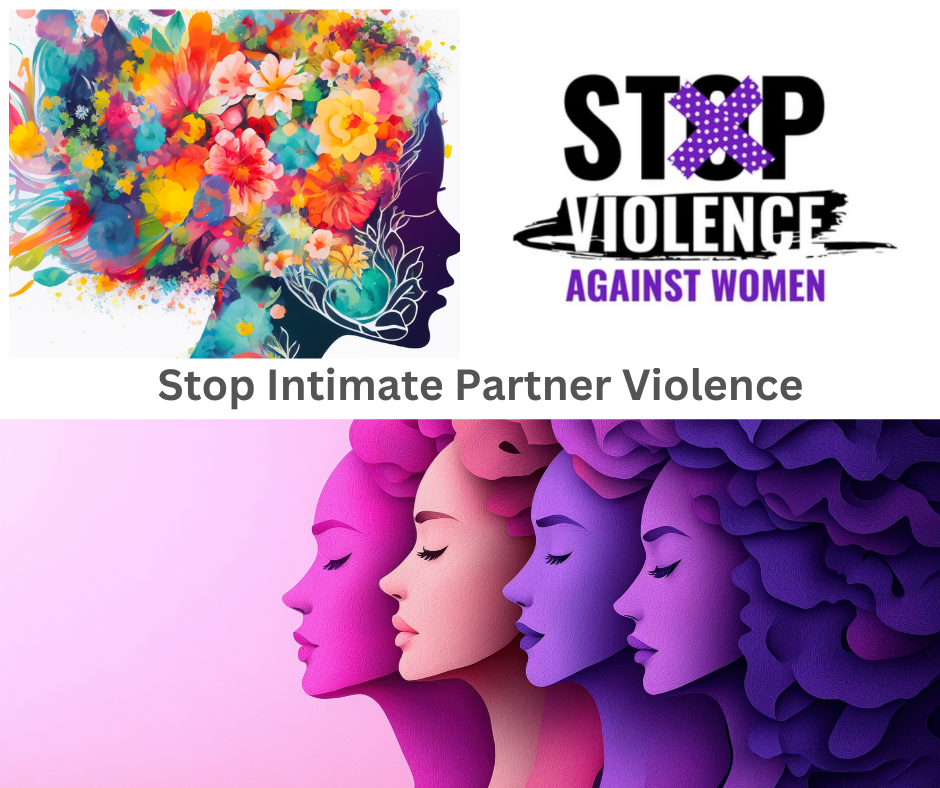 A collage made with Adobe stock images of silhouettes of women in various shades of purple to bring awareness ro domestic violence. .